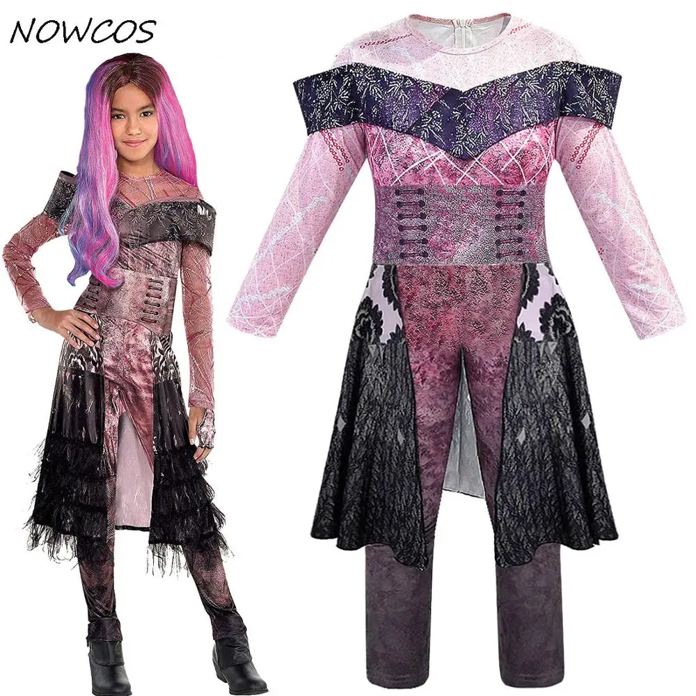 

Adult New Halloween Pink Audrey Descendants 3 Cosplay Jumpsuit Set 3D Printed Costume Women Masquerade dress Long sleeved
