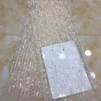 

sky blue High Quality African Sequins Lace Fabric French Net Embroidery Tulle Lace Fabric For Nigerian Wedding Party Dress
