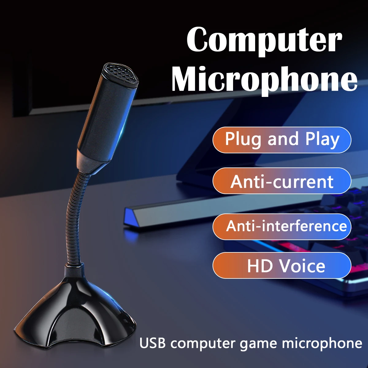 USB Microphone for laptop and Computers Adjustable Studio Singing Gaming Streaming Mikrofon Stand Mic With Holder Desktop bluetooth microphone