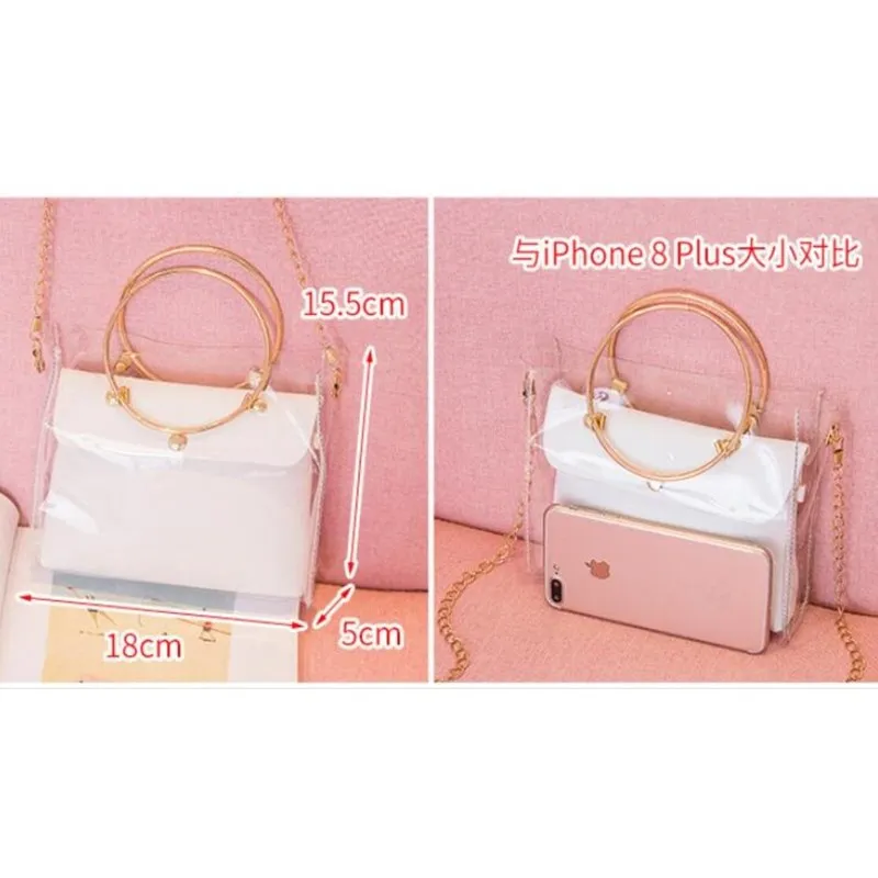 Модная прозрачная маленькая квадратная диагональная дамская сумочка на одно