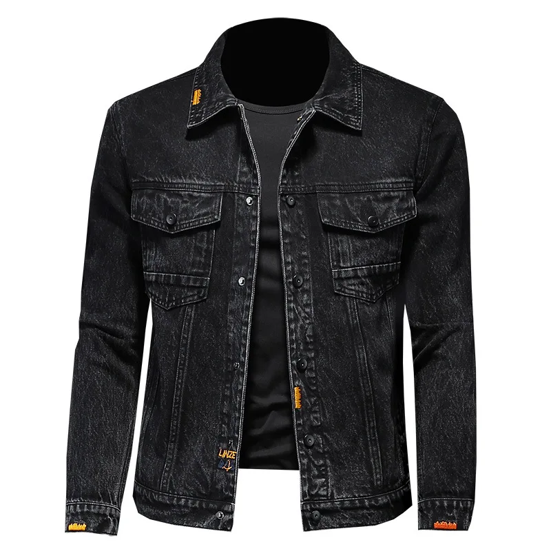 Mens Denim Jacket Motorcycle Biker Coat Men Casual Black Cotton Jeans Jackets Spring Autumn