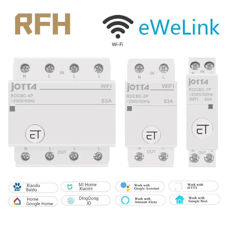 WiFi Circuit Breaker by eWeLink Remote / Voice Control With  Alexa and Google Home  RDCBC 1P 2P 4P