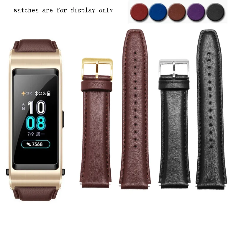 

Smart Watch Accessories 18mm Genuine Leather Strap Black Mocha Brown Sport Wristband For Huawei B5 Bracelet Quick Release