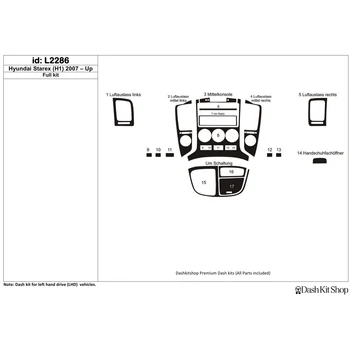 

Interior trim for Hyundai Starex (H1) 2007-UP. Set L2286.