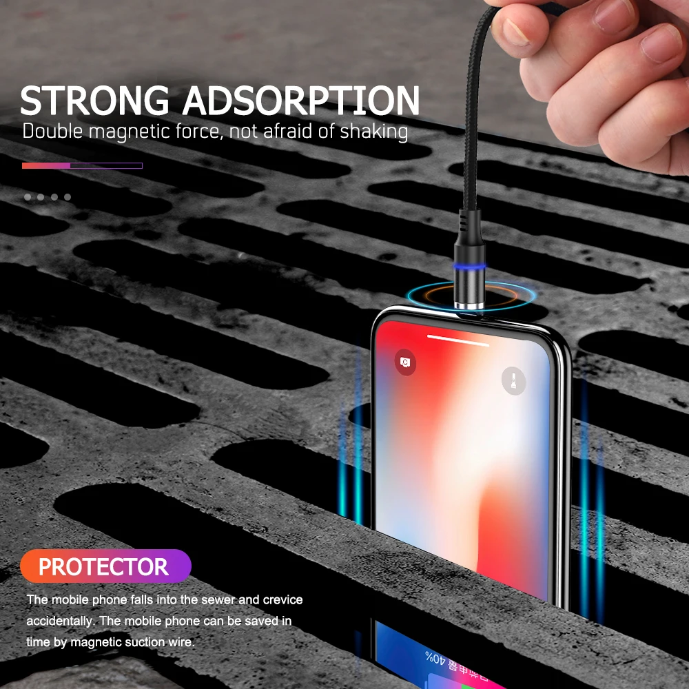 1 м 2 м Магнитный кабель 3A Быстрая зарядка для iPhone 7 8 X samsung Xiaomi все микро-usb для устройств на аndroid type C мобильный провод для зарядного устройства Длинные