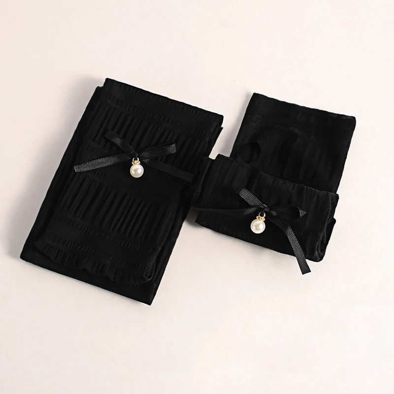 Женские гетры с защитой от солнца, плиссированные, однотонные, элегантные, Kawaii, универсальные, с бантом, повседневные, женские, корейские, стильные, летние, женские, s шикарные - Цвет: black