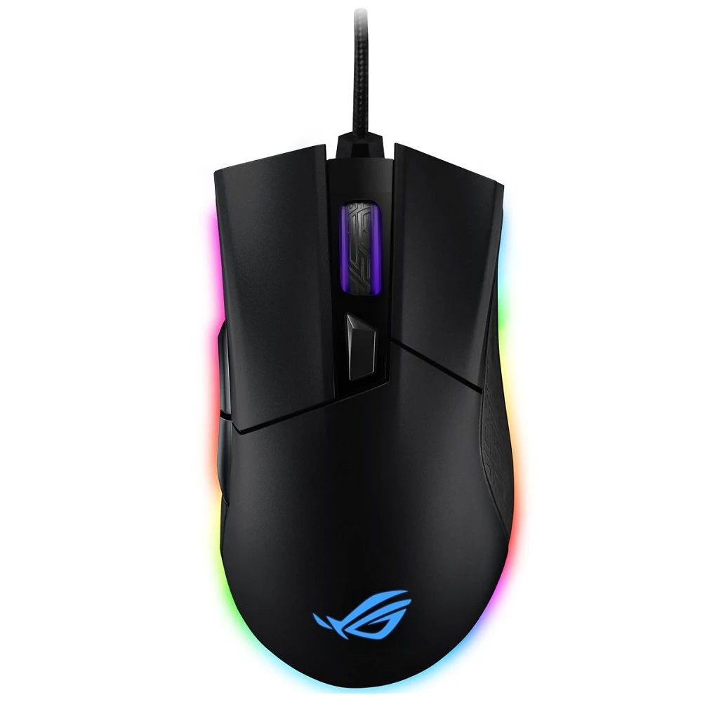Мышь ASUS ROG Gladius II Origin bulk оптическая, проводная, 12000 dpi, USB, подсветка, цвет: черный