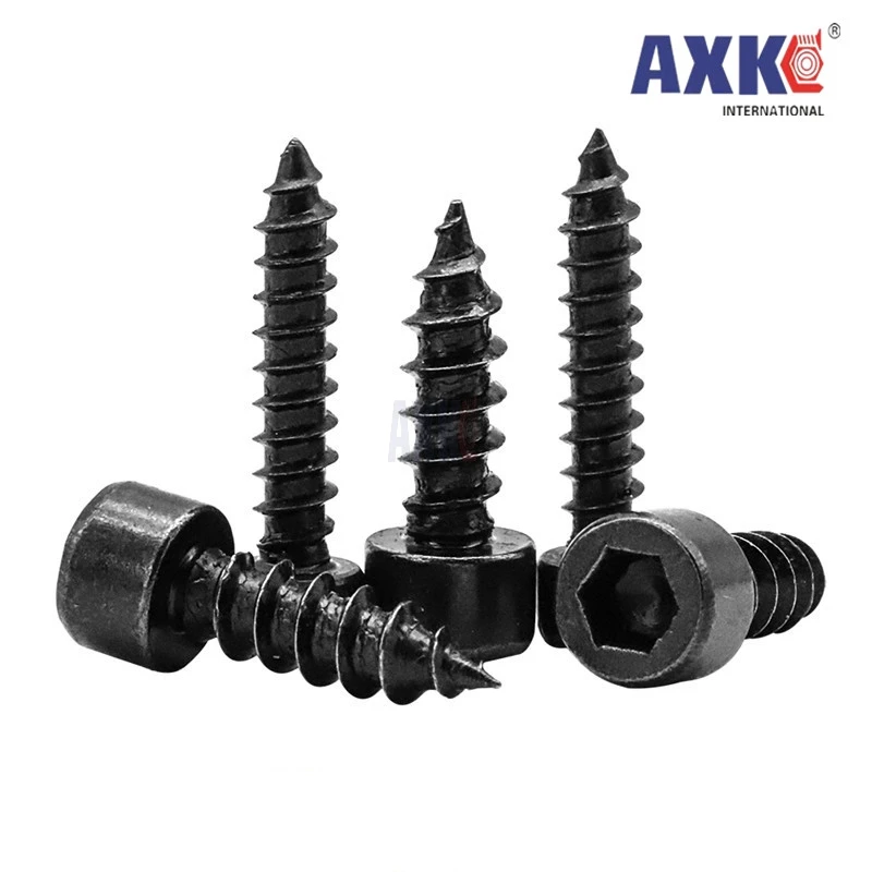 

Grade 8.8 Carbon Steel M2 M2.6 M3 M3.5 M4 Black Wood Screw Hex Socket Allen Head Self Tapping Screws For Audio OEM Support