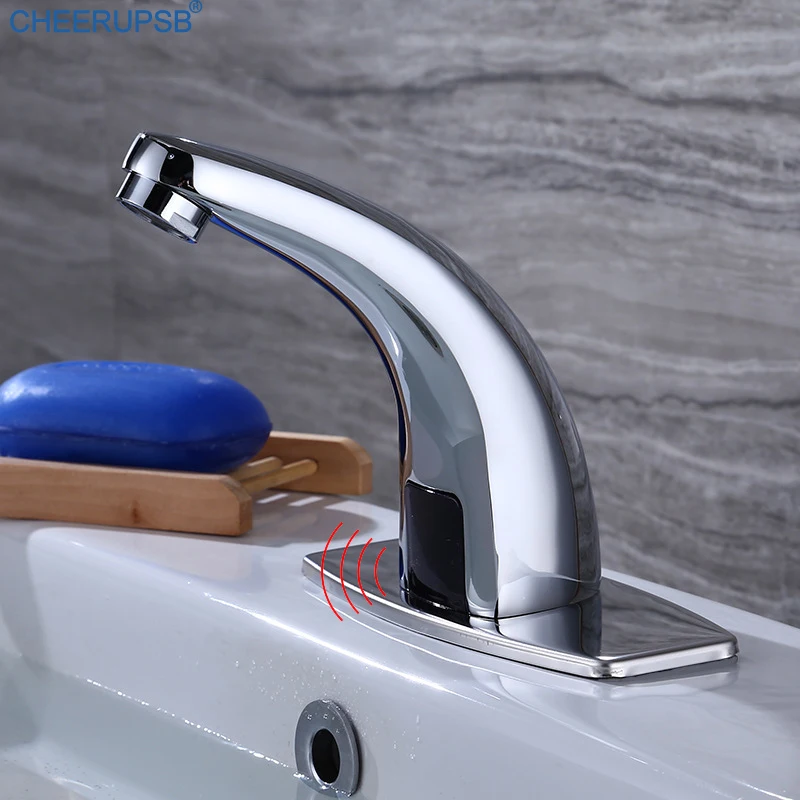 Sensor Faucet Bathroom Basin Smart Tap Single Cold Deck Mounted Chrome Faucets WC Single Hole Handle Copper Taps Washbasin Kraan