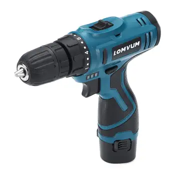

12V Cordless Electric Drill Rechargeable Li-battery LED Waterproof Electric Drill with 2 Batteries Screwdriver Power Tool