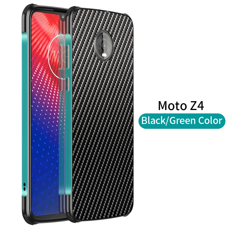 Чехол для Motoaola Moto Z4, металлический каркас LUPHIE, алюминиевый бампер, защитный чехол из сплава, военный армированный карбоновое волокно - Цвет: Зеленый