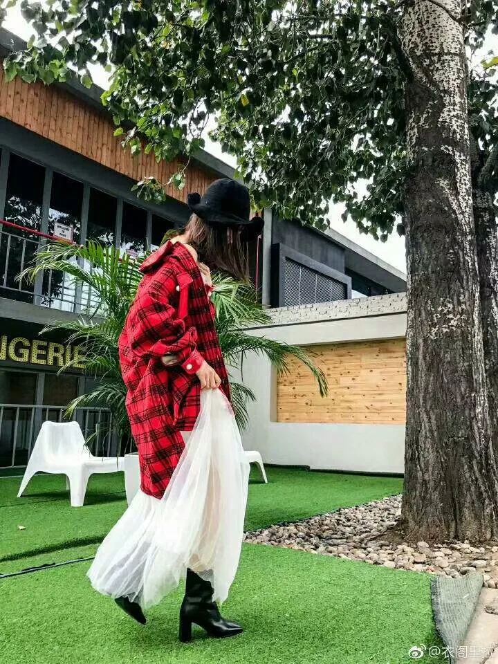 

Yigelila2017 Autumn Clothing New Style Retro British Style Pure Cotton Red Cell Pattern Single-Breasted Trench Coat Women's 9613