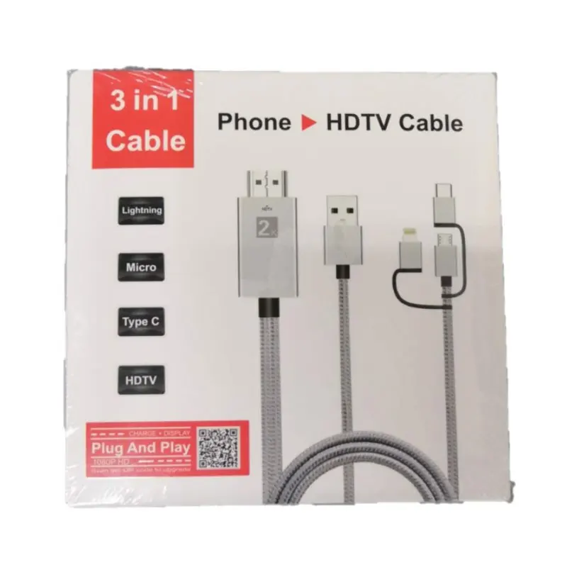 AHHROOU USB к HDMI зеркальный литой кабель MHL для iPhone iPad Lightning Android телефон светодиодный проектор для телевизора Micro usb type C к HDMI