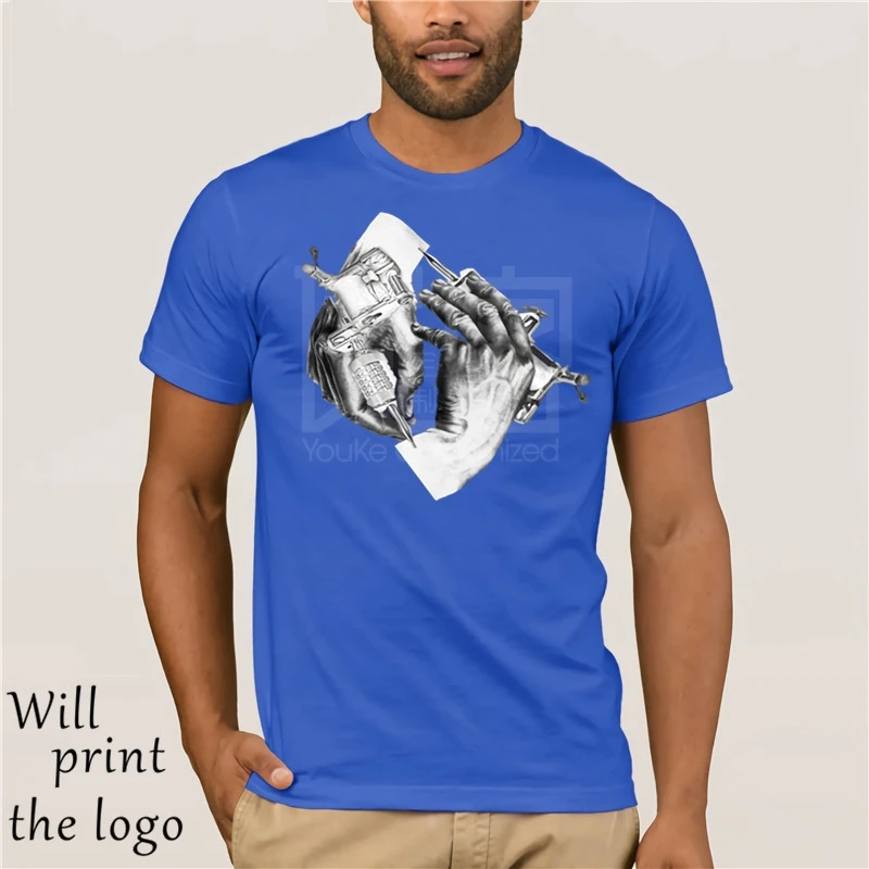 Divertente di Stampa di 100% Cotone T Camicette Manica Corta Girocollo da Uomo Escher Del Tatuaggio Magliette e camicette Divertente di Stampa di 100% Cotone T Camicette Manica Corta Girocollo da Uomo Escher Del Tatuaggio Magliette e camicette
