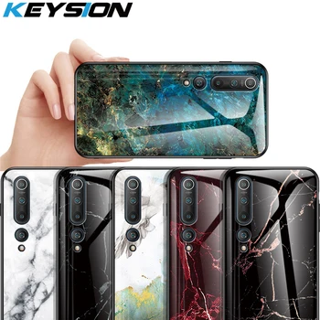 

KEYSION Marble Texture Case For Xiaomi Mi 10 10 Pro 5G Drawing Tempered Glass Back Cover For Xiaomi Mi Note 10 Pro Mi 9T 9 Lite