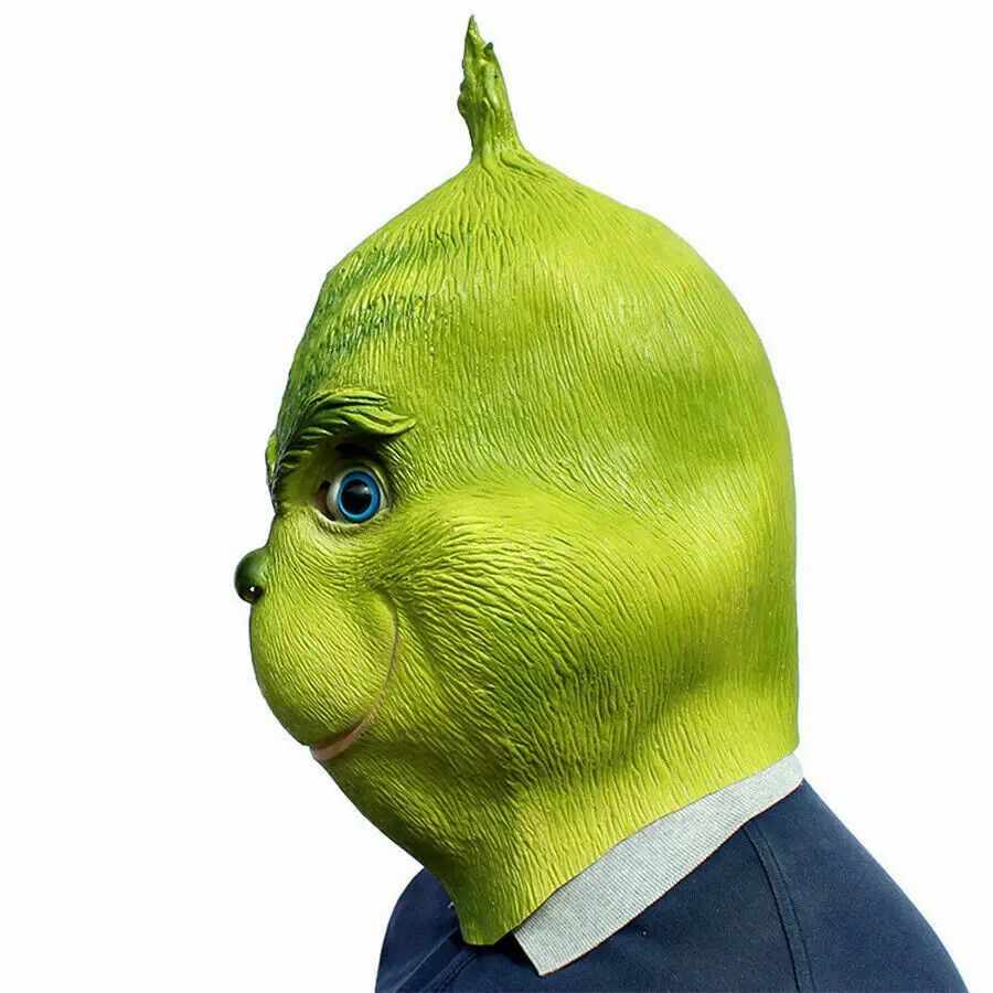 Смешные Grinch маска палантин Рождество Косплей вечерние Bsll Полная Голова Латекс Хэллоуин-шлем