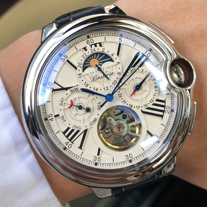 Skup Tourbillon męskie zegarki Top marka luksusowy pasek zegarek mężczyźni automatyczny zegarek mechaniczny szkielet Sport męskie zegary relogio CASENO