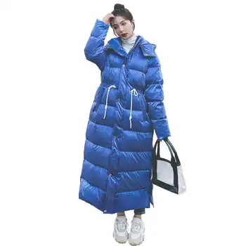 

Super Long Thicken Down Cotton Woman Parka Winter Jacket Women Hooded Overcoat Adjustable Waist Casual Winter Parkas Coat C6767