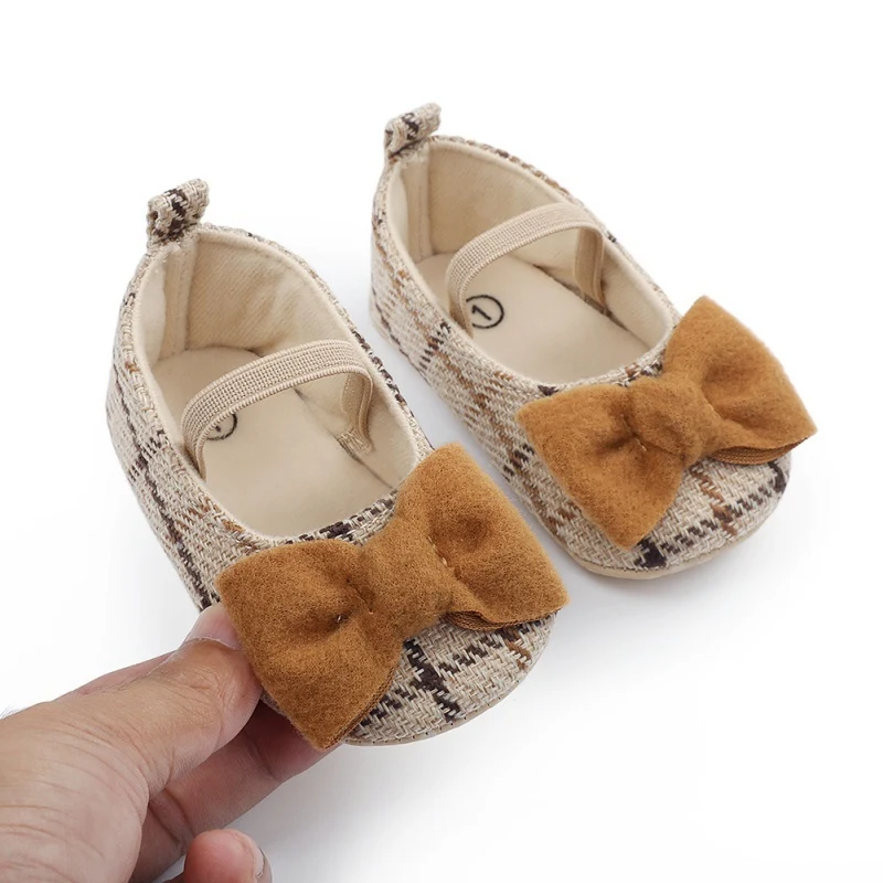 Cute Newborn Baby Girl Princess Shoes Kids Crib Sole Non-Slip Sneaker First Walking Bow Shoes Baby Shoes Children Sports Shoes