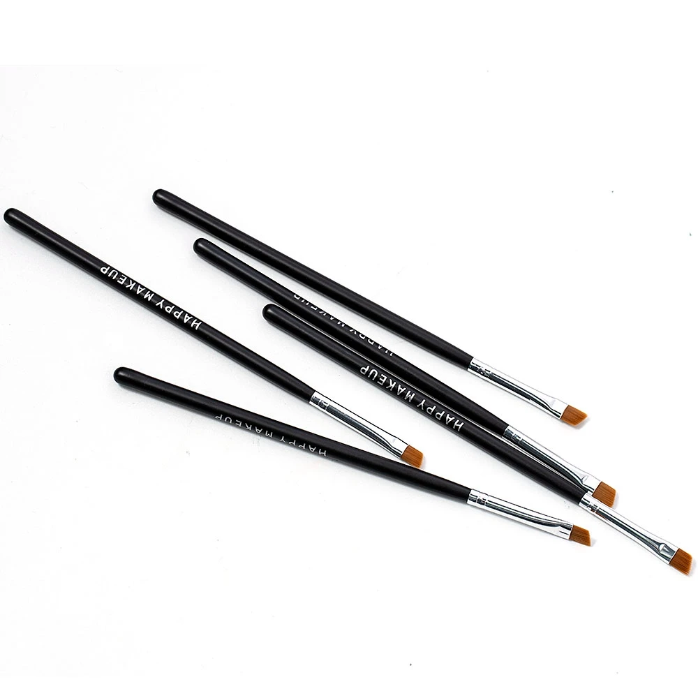 5Pcs Professional Black Eyebrow Inclined Flat Angled Brush Makeup Tool Wooden Pole Eyeliner Eyeshadow Eye Brow Women Cosmetic