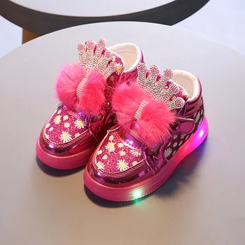

Girls LED Sneakers 2020 New Children's Flower Fashion Princess Shoes Kids Boots Baby Luminous Shoes Toddler Casual Shoes D760