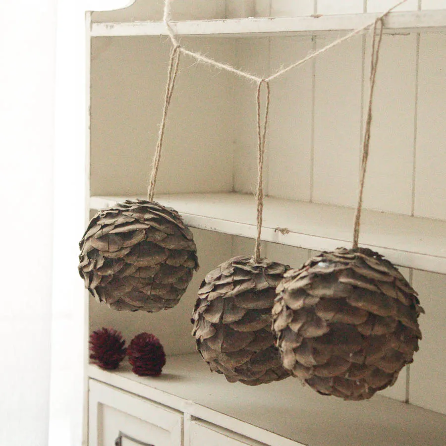 Rustic Christmas Tree Ornaments Navidad Pine Cones Hand Made Balls Pendant Wedding Xmas Tree Decorations Home Decor Accessories