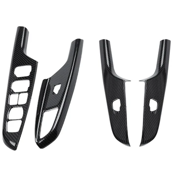 

Car Armrest Carbon Fiber Door Window Switch Cover for Hyundai Kona Encino 18-19