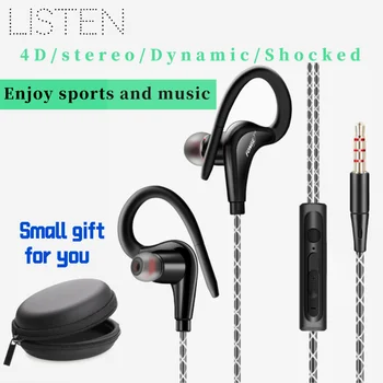 

waterproof sport earhook earbuds FG008 wired running Stereo Bass headphones with handsfree microphone for smartphone gaming mp3