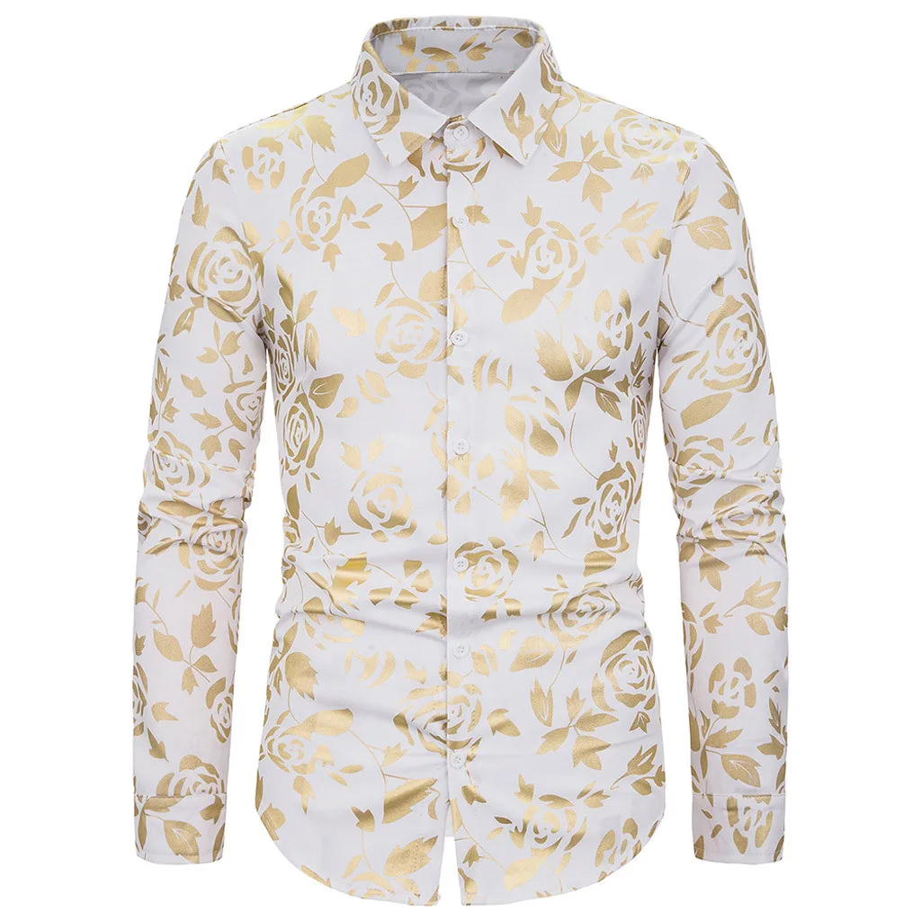WH Womail Fashion рубашка Для мужчин печати Блейзер Slim Fit с длинным рукавом отложной воротник Для мужчин рубашки Повседневное Slim Fit новое поступление - Цвет: WH