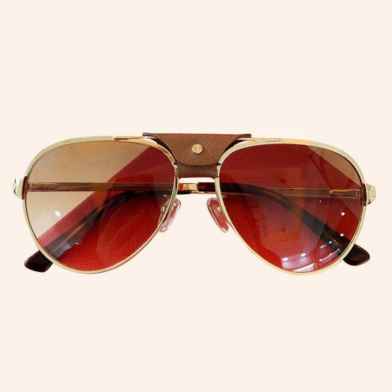 Модные Классические солнцезащитные очки для женщин и мужчин, кожаные зеркальные брендовые солнцезащитные очки пилота, унисекс, UV400