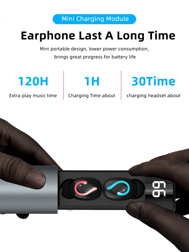 HBQ Q67 Wireless Earphones Bluetooth 5.0 With Digital Display Charging Case Super Bass Wireless Headphones For All Phone