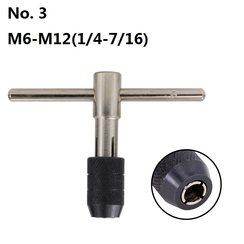 XCAN 1 шт. M3-M6(1/8-1/4) M5-M8(3/16-5/16) M6-M12(1/4-7/16) Регулируемый Т-образный гаечный ключ ручной нарезной инструмент кран с винтовой резьбой держатель - Цвет: No.3 M6-M12