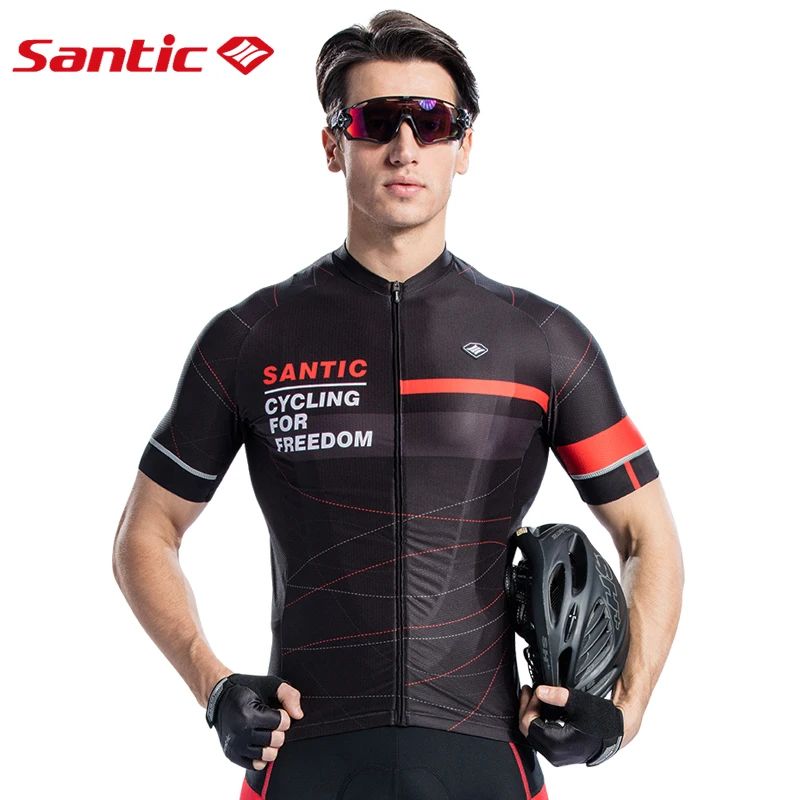 Santic Men Cycling Jerseys Summer Cycling Tops Antislip Short Sleeve
