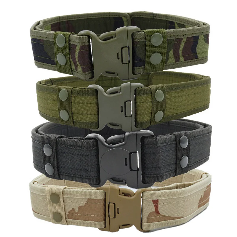 

New Combat Canvas Duty Tactical Sport Belt with Plastic Buckle Army Military Adjustable Outdoor Fan Hook Loop Waistband