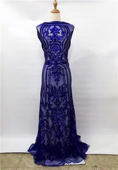 

Sequins Lace Fabric Latest African Lace Fabric High Quality blue Nigerian French lace fabric for tulle lace fabric