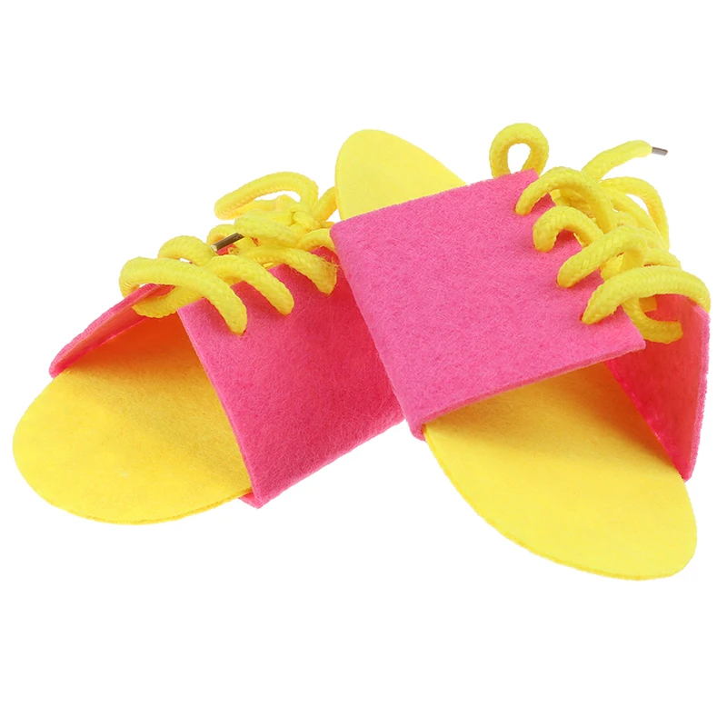 

1 Pair Clever Children Non-woven Fabric Lacing Shoes Kids Early Educational Toy Toddler Kids Teaching Tie Shoelaces Toy