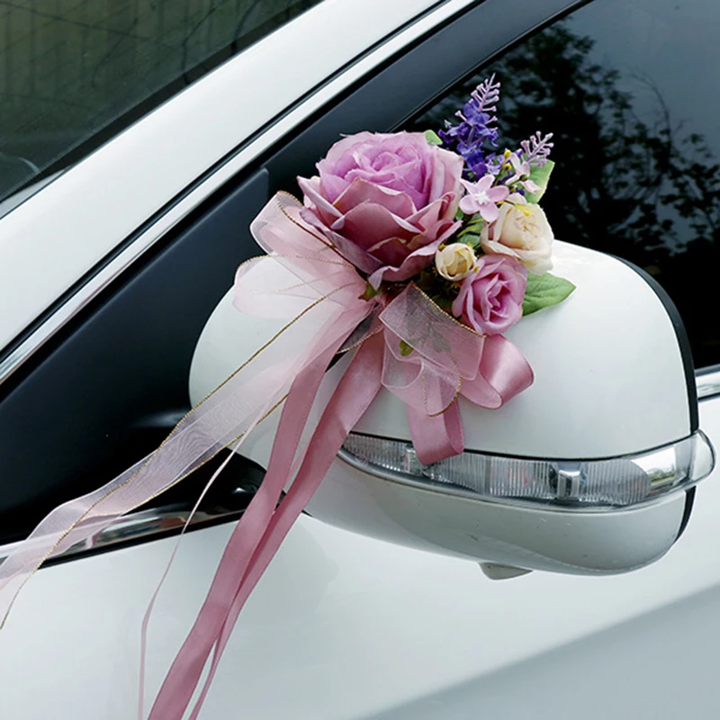 Wedding Car Flower Decoration, Artificial Rose Flowers Ribbon