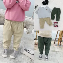 Xdp2019 Осенняя новая стильная детская одежда в Корейском стиле для мужчин и женщин; Детские повседневные брюки