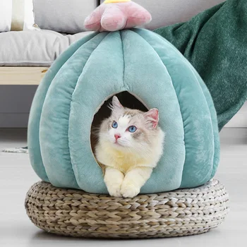 

Cartoon Cactus Pet House Small Medium-sized Dog Cat Nest Washable Kennel Winter Warm Puppy House Soft Foldable Sleeping Mat