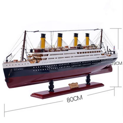 30-100CM Wooden Titanic Cruise Ship Model with LED Lights Decoration Wood Sailing Boat Craft Creative Home Living Room Decor - Цвет: 80cm