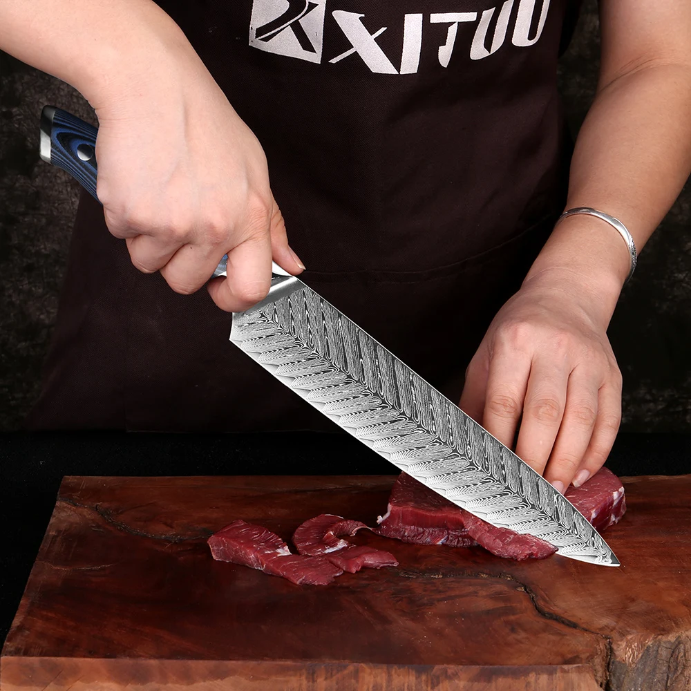 Kitchen Knife Heavy Duty Meat Cleaver 8 Inch Sharp Chinese Chefs Knife High  Carbon Stainless Steel Butcher Laser Chef Knives with Wood Handle 