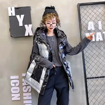 style 4 Зимний женский жилет, куртка без рукавов, пальто с капюшоном, модный пуховый хлопковый жилет в стиле пэчворк, куртки для женщин, свободный толстый теплый жилет - Цвет: style 4
