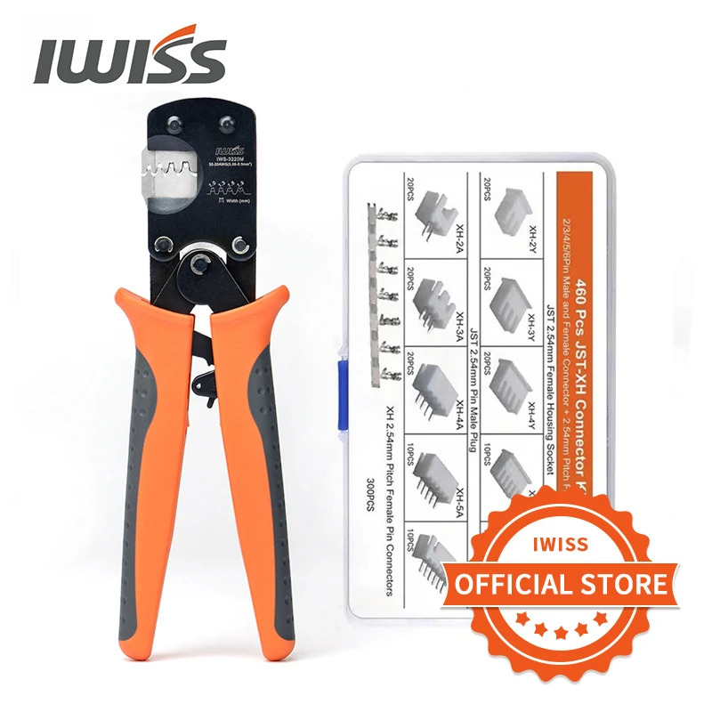 Crimping Tool Crimping Tools Crimping Tool Set Crimping Pliers IWISS IWS-3220 460PCS Crimping Pliers Mini Crimper Tool for JST DuPont Terminal Narrow-pitch Connector Pins 0.08-0.5mm&sup2;AWG 32-20