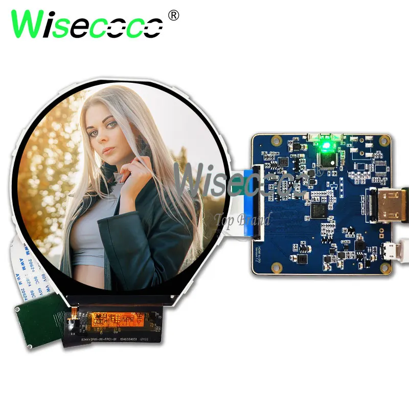 Wisecoco 3,4 дюймов ips круглый ЖК-экран 800*800 350 нит яркость 39 контактов с MIPI HDMI micro USB плата драйвера