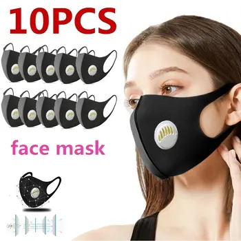 

10pc Spring Nano-polyurethane Black Anti Dust Mask Anti Pullution Face Mask Reusable Washable earloop Breathing Mouth Mask