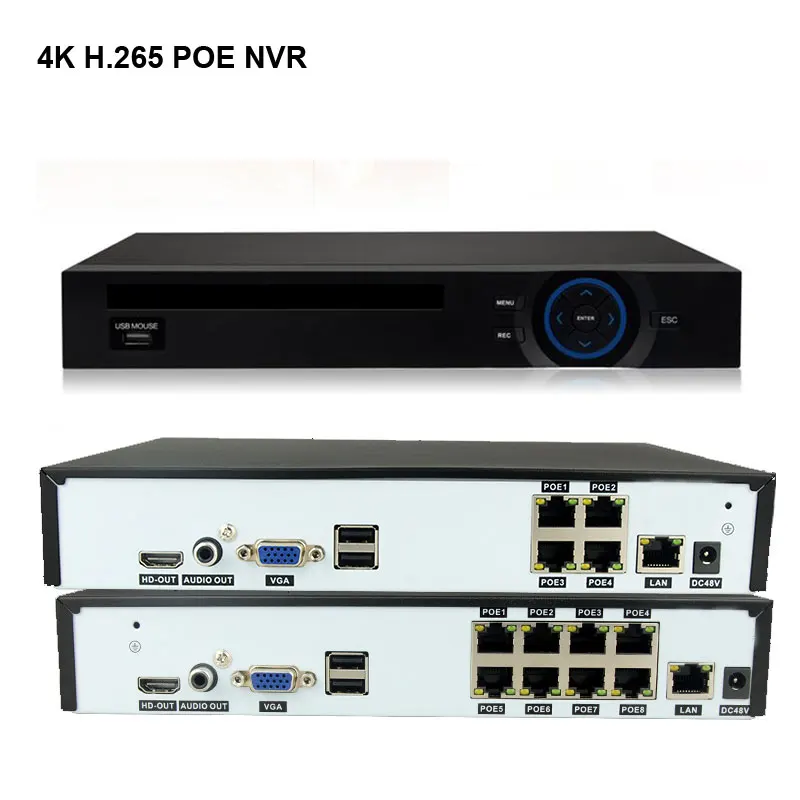 4K Ultra Hd Poe Nvr Videoregistratore Onvif H.265 48V Ip Camera Cctv System P2P Network Security Telecamera Di Sorveglianza 4Ch 8Ch