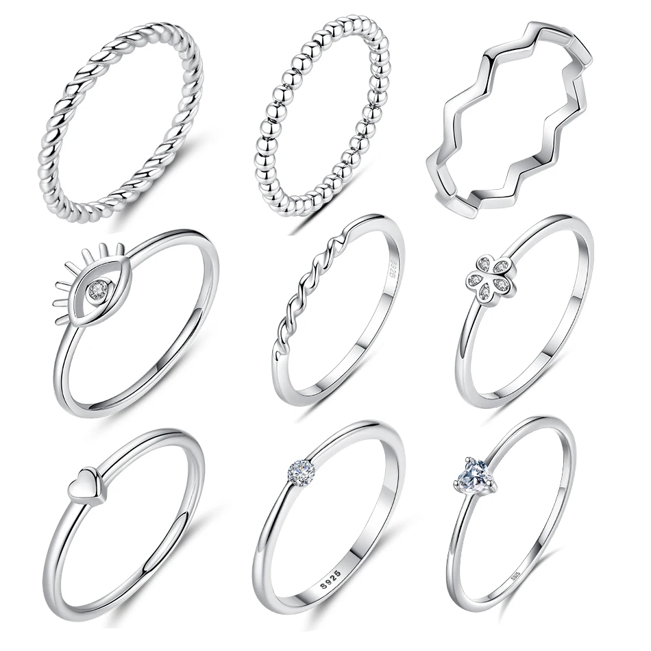 

BELAEWANG 925 Sterling Silver Lucky Eyes Crystal Rings For Women Dainty Fashion Jewelry Birthday Wedding Gift