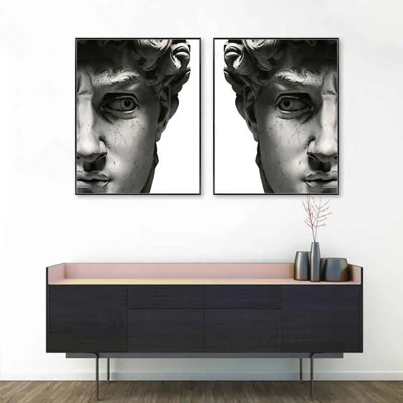 Скульптура Дэвида настенная живопись скандинавский плакат на черно-белом холсте