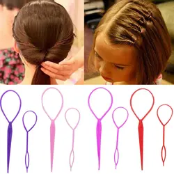 Popular 2pcs Ponytail Creator Plastic Loop Styling Tools Black Topsy Pony topsy Tail Clip Hair Braid Maker Styling Tool Fashion