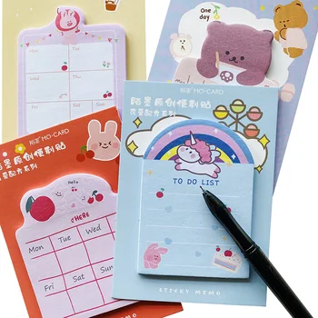 

30 Pages Cartoon Rainbow Unicorn Bear Rabbit Cherry Memo Pad Sticky Notes Weekly Planner School Office Supply Student Stationery